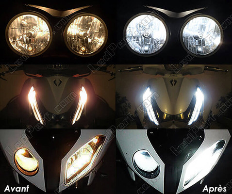 xenon white sidelight bulbs LED for Aprilia Dorsoduro 1200 before and after