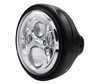 Example of round black headlight with chrome LED optic for Buell X1 Lightning