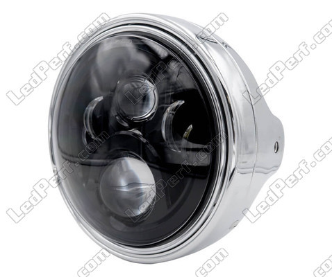 Example of round chrome headlight with black LED optic for Moto-Guzzi V11 Sport Ballabio