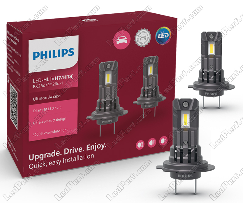 Philips H7 LED Ultinon Car Headlight 6000K Pure White Light +160