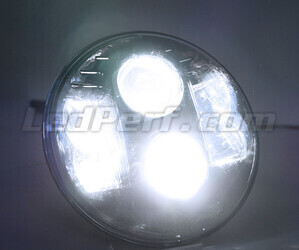 Black Full LED Motorcycle Optics for Round Headlight 7 Inch - Type 1 Pure White lighting