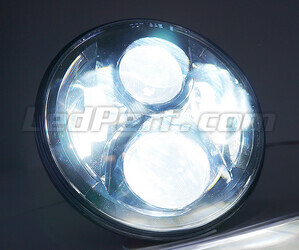 Black Full LED Motorcycle Optics for Round Headlight 7 Inch - Type 2 Pure White lighting