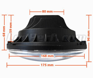 Black Full LED Motorcycle Optics for Round Headlight 7 Inch - Type 3 Dimensions