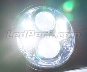 Chrome Full LED Motorcycle Optics for Round Headlight 7 Inch - Type 2 Pure White lighting