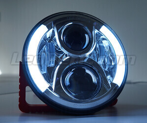 Chrome Full LED Motorcycle Optics for Round Headlight 7 Inch - Type 4 Daytime running lights