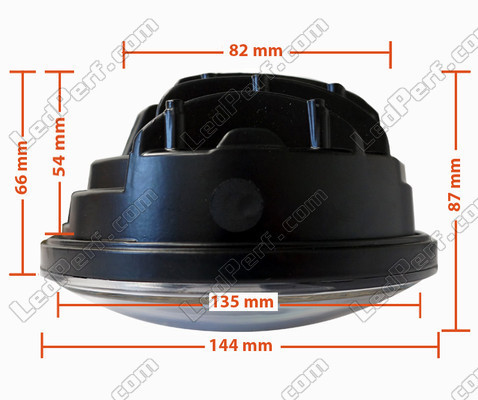 Black Full LED Motorcycle Optics for Round Headlight 5.75 Inch - Type 2 Dimensions