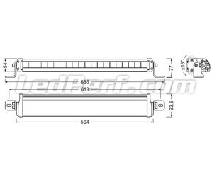 Schematic of the Dimensions for the Osram LEDriving® LIGHTBAR FX500-CB LED bar