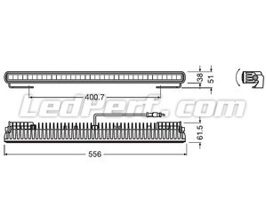 Schematic of the Dimensions for the Osram LEDriving® LIGHTBAR SX500-CB LED bar