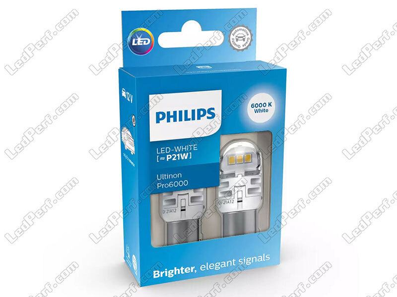 2x LED bulbs Philips P21W Ultinon PRO6000 - White 6000K - BA15S -  11498CU60X2