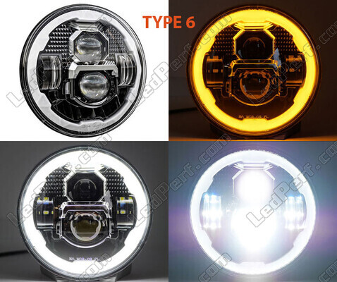Type 6 LED headlight for Kawasaki W650 - Round motorcycle optics approved