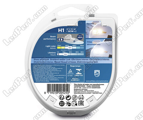 Pack of 2 Philips WhiteVision ULTRA H1 Bulbs + Pilot Lights - 12258WVUSM