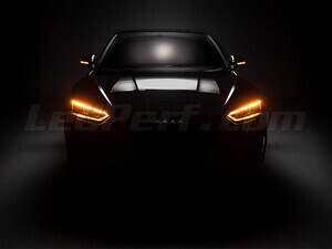 Front view of Audi A3 8V equipped with Osram LEDriving® dynamic turn signals for side mirrors