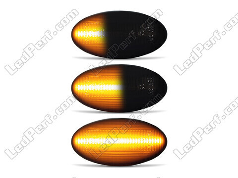 Lighting of the black dynamic LED side indicators for Citroen C5 I