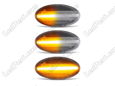 Lighting of the transparent sequential LED turn signals for Citroen C5 I