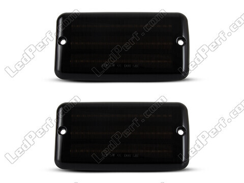 Front view of the dynamic LED side indicators for Jeep Wrangler II (TJ) - Smoked Black Color