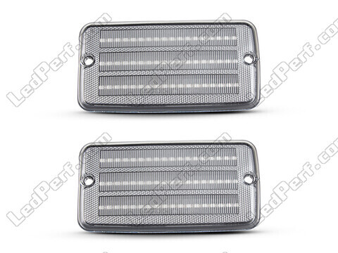 Front view of the sequential LED turn signals for Jeep Wrangler II (TJ) - Transparent Color