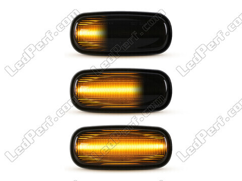 Lighting of the black dynamic LED side indicators for Land Rover Freelander