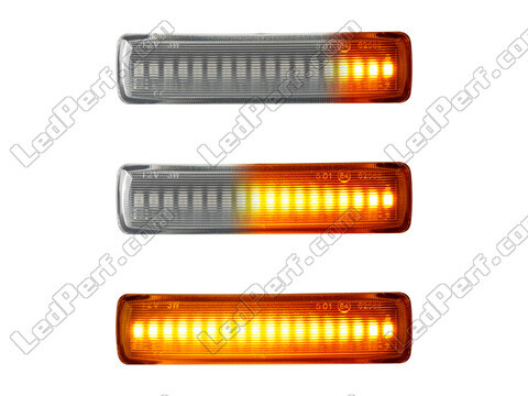 Lighting of the transparent sequential LED turn signals for Land Rover Range Rover Sport