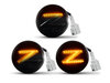 Lighting of the black dynamic LED side indicators for Nissan 370Z