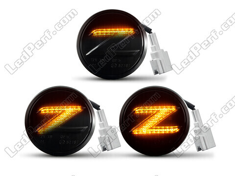 Lighting of the black dynamic LED side indicators for Nissan 370Z