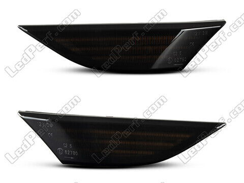 Front view of the dynamic LED side indicators for Porsche Boxster (981) - Smoked Black Color
