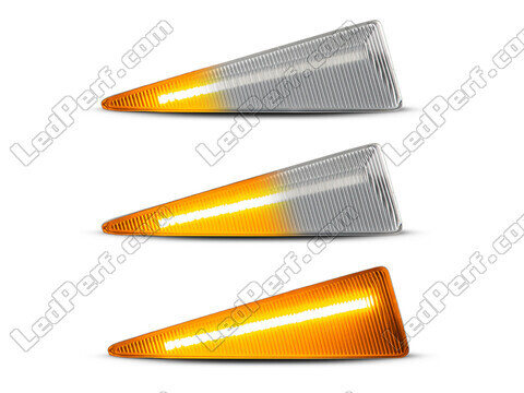 Lighting of the transparent sequential LED turn signals for Renault Vel Satis