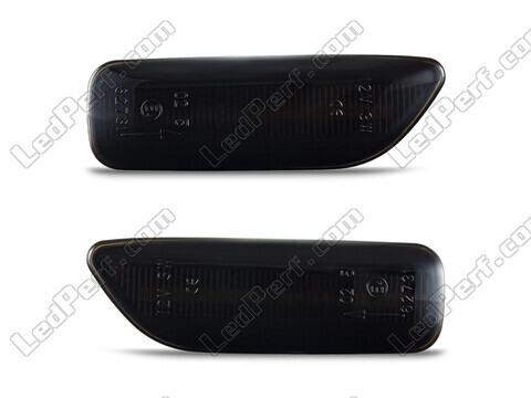 Front view of the dynamic LED side indicators for Volvo V70 II - Smoked Black Color