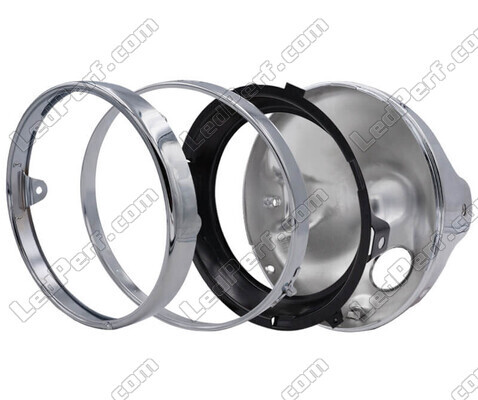 Round and chrome headlight for 7 inch full LED optics of Suzuki Bandit 1250 N (2007 - 2010), parts assembly