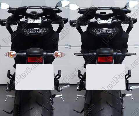 Comparative before and after installation Dynamic LED turn signals + brake lights for Yamaha XVS 1100 Dragstar