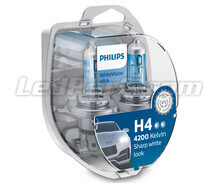 Pack of 2 Philips WhiteVision ULTRA H4 Bulbs + Sidelights - 12342WVUSM